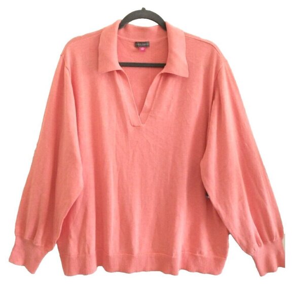 Vince Camuto Coral Orange Johnny Collar Lightweight Women's Sweater - XXL NWT - Picture 1 of 9